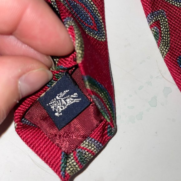 Vintage Burberrys of London 100% Silk Tie Hand Sewn USA Geometric Red Green Blue - Picture 9 of 11
